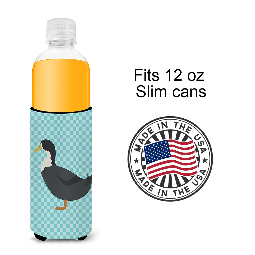 Blue Swedish Duck Blue Check  Ultra Hugger for slim cans  the-store.com.