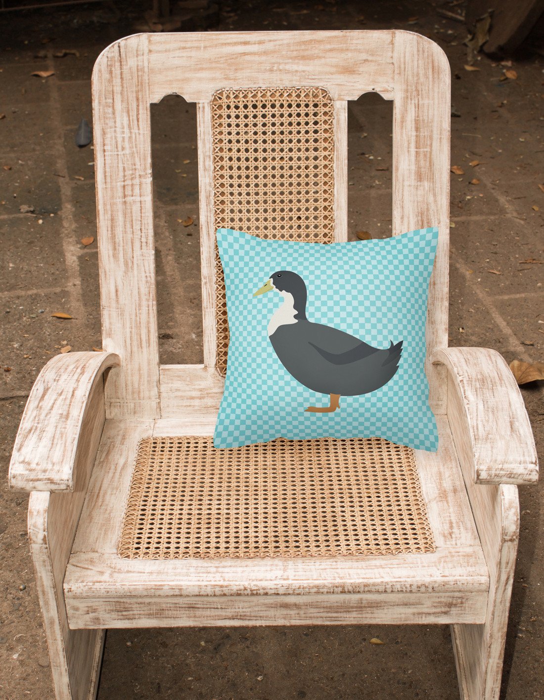 Blue Swedish Duck Blue Check Fabric Decorative Pillow BB8036PW1818 by Caroline's Treasures