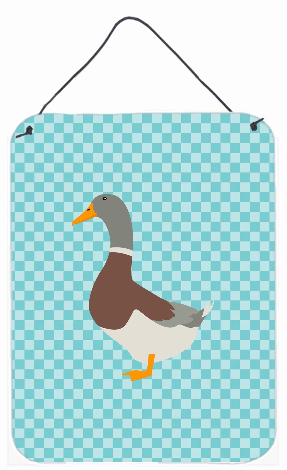 Saxony Sachsenente Duck Blue Check Wall or Door Hanging Prints BB8037DS1216 by Caroline&#39;s Treasures
