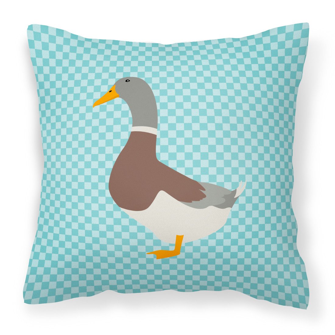 Saxony Sachsenente Duck Blue Check Fabric Decorative Pillow BB8037PW1818 by Caroline&#39;s Treasures