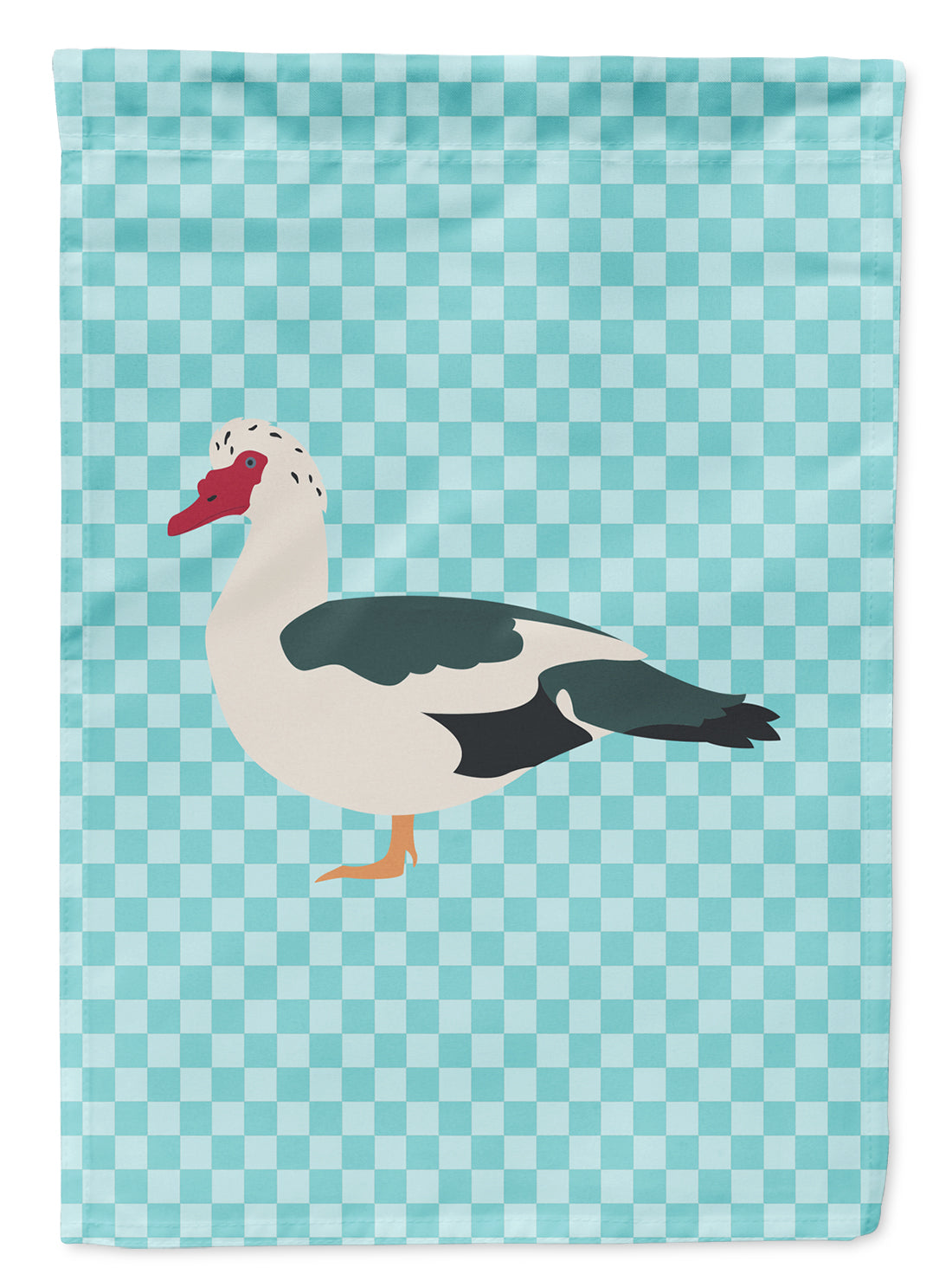 Muscovy Duck Blue Check Flag Canvas House Size BB8038CHF