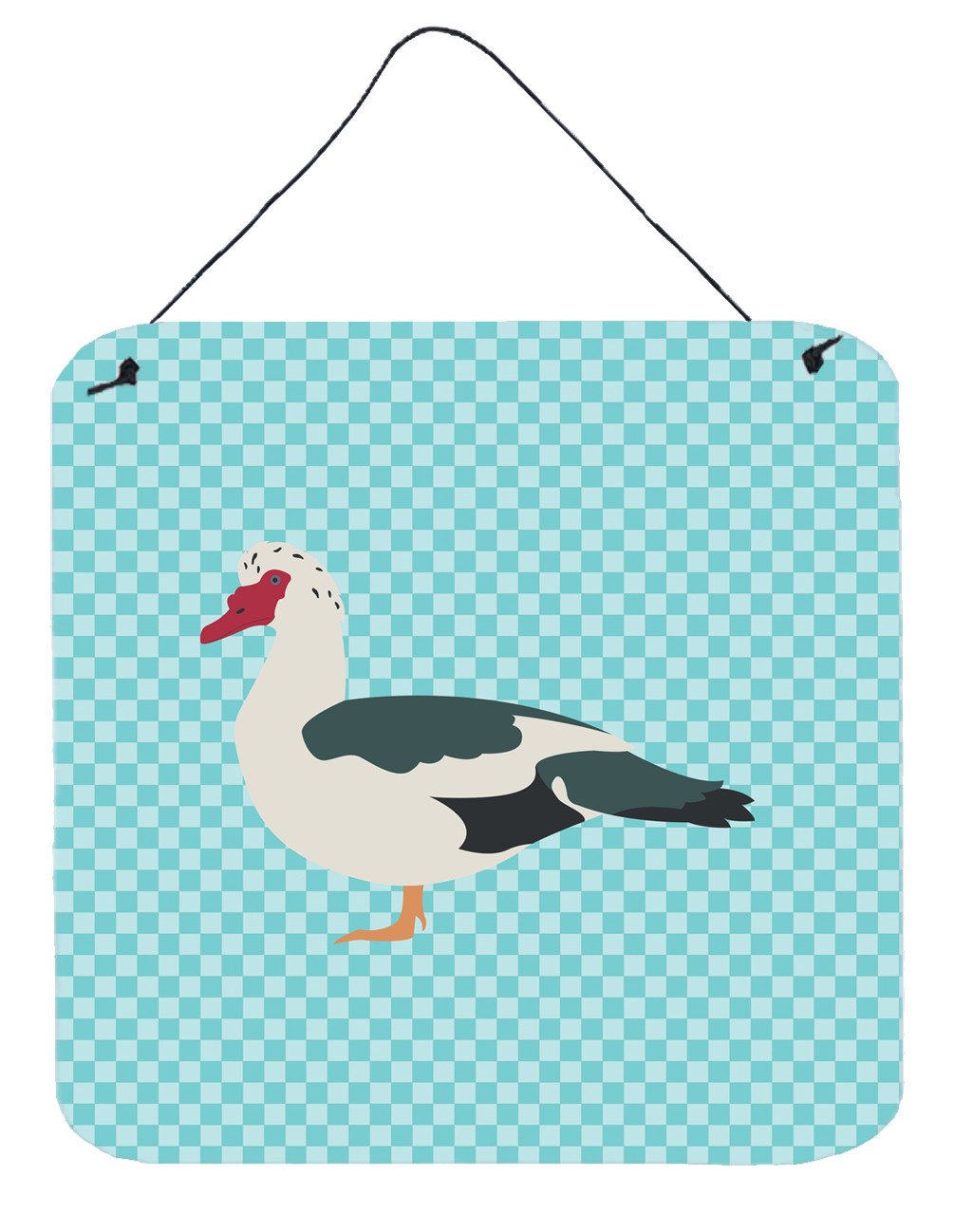 Muscovy Duck Blue Check Wall or Door Hanging Prints BB8038DS66 by Caroline&#39;s Treasures