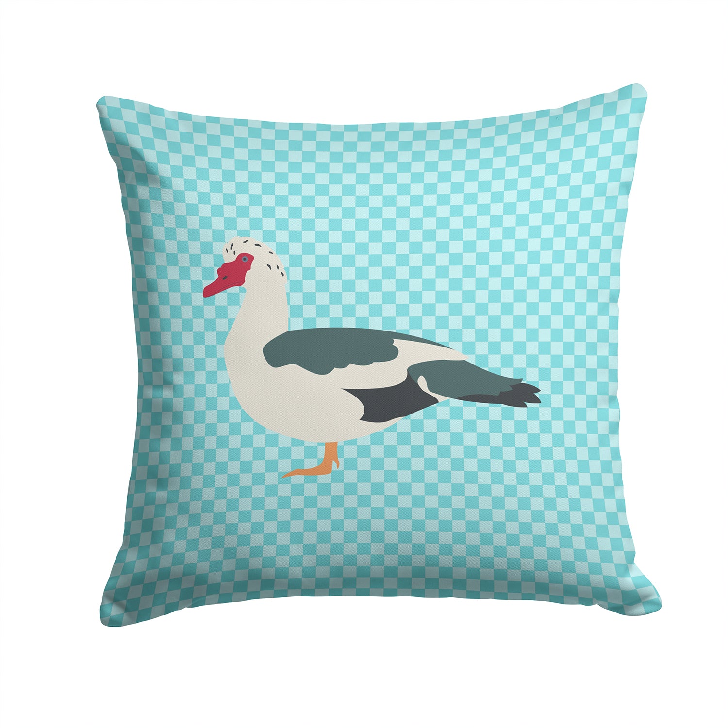Muscovy Duck Blue Check Fabric Decorative Pillow BB8038PW1414 - the-store.com