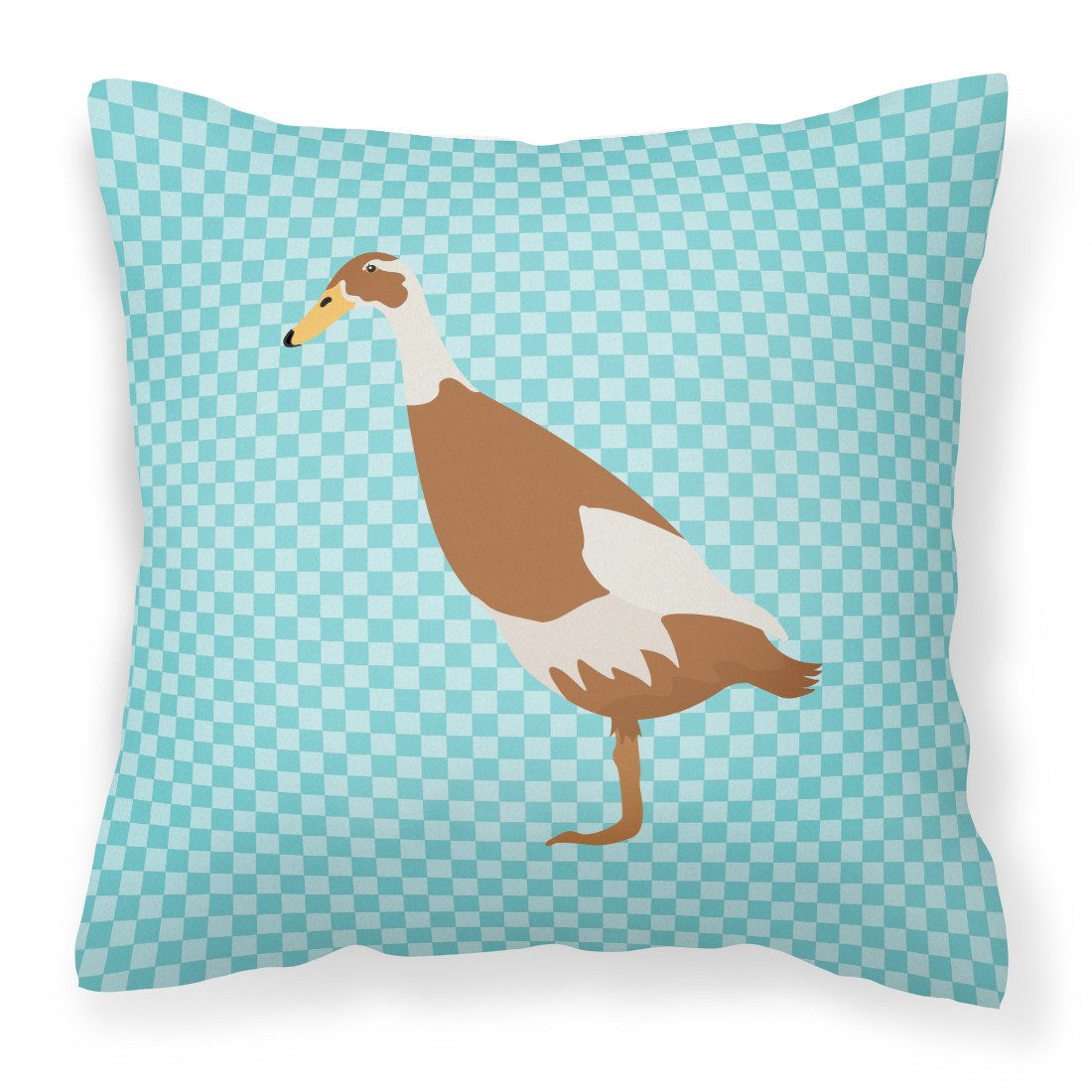 Indian Runner Duck Blue Check Fabric Decorative Pillow BB8039PW1818 by Caroline&#39;s Treasures