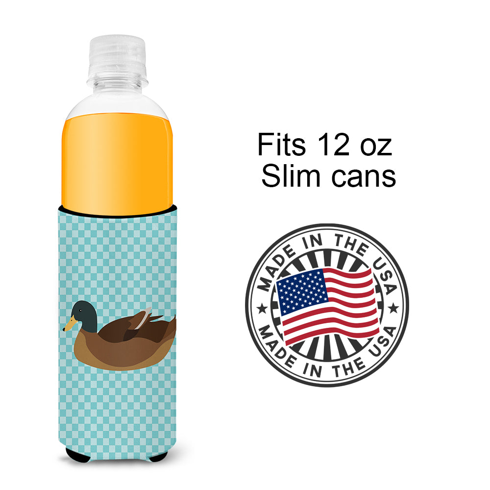 Khaki Campbell Duck Blue Check  Ultra Hugger for slim cans
