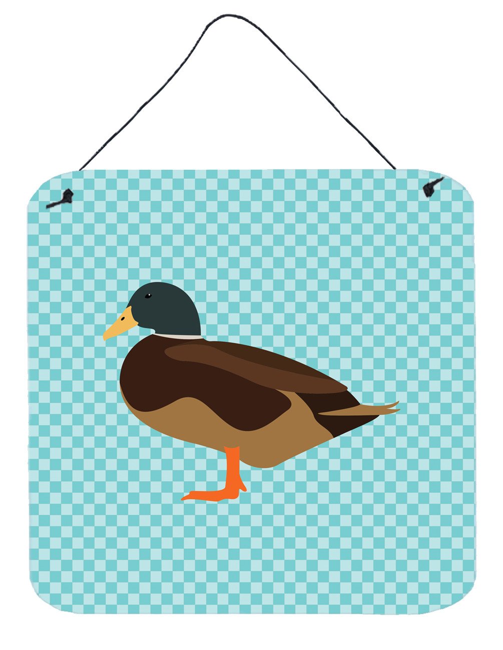 Silver Bantam Duck Blue Check Wall or Door Hanging Prints BB8041DS66 by Caroline&#39;s Treasures