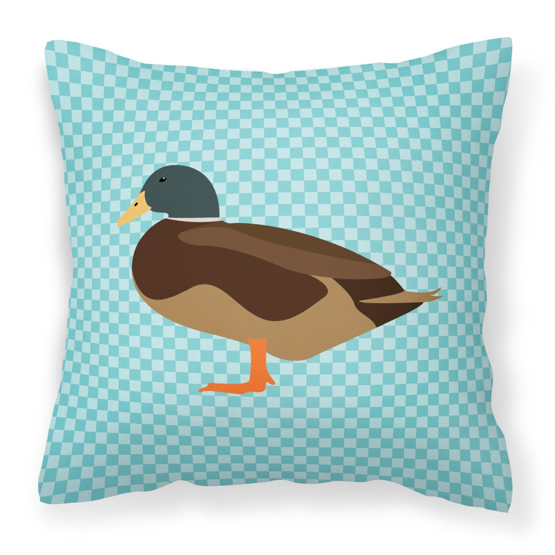 Silver Bantam Duck Blue Check Fabric Decorative Pillow BB8041PW1818 by Caroline&#39;s Treasures