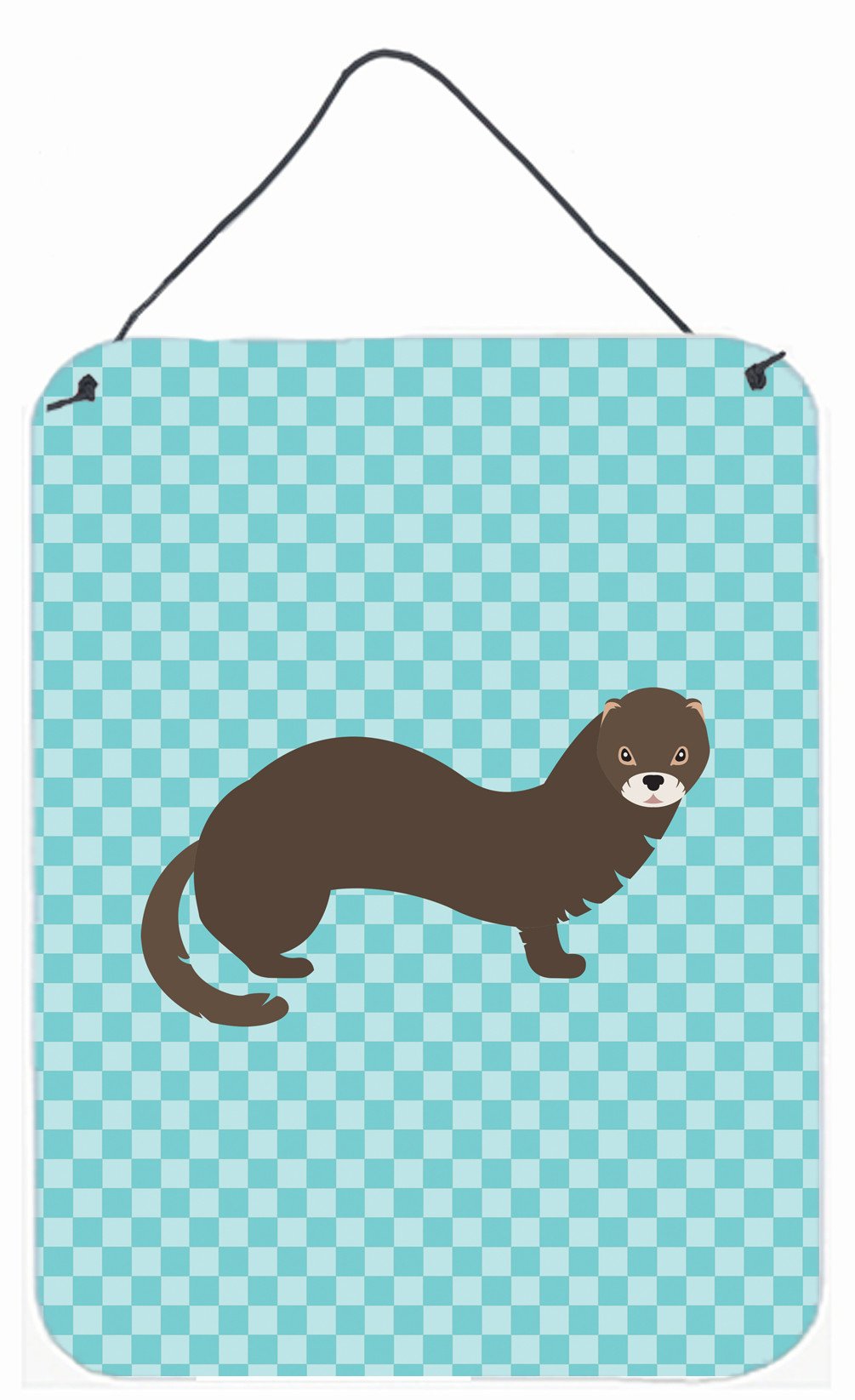Russian or European Mink Blue Check Wall or Door Hanging Prints BB8042DS1216 by Caroline&#39;s Treasures