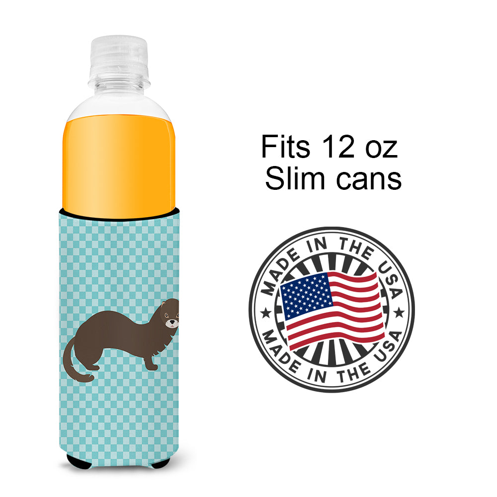 Russian or European Mink Blue Check  Ultra Hugger for slim cans  the-store.com.