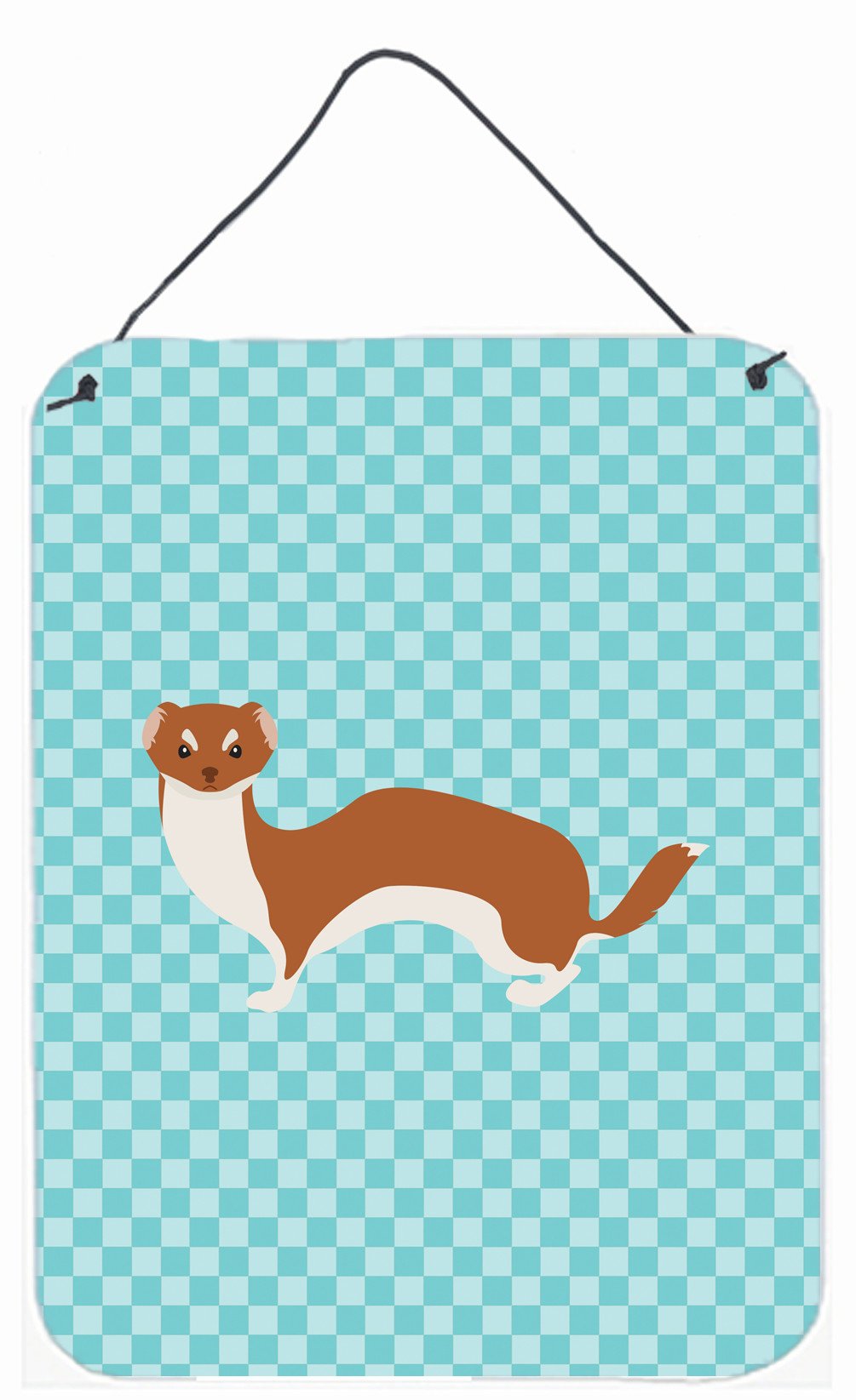 Weasel Blue Check Wall or Door Hanging Prints BB8044DS1216 by Caroline's Treasures