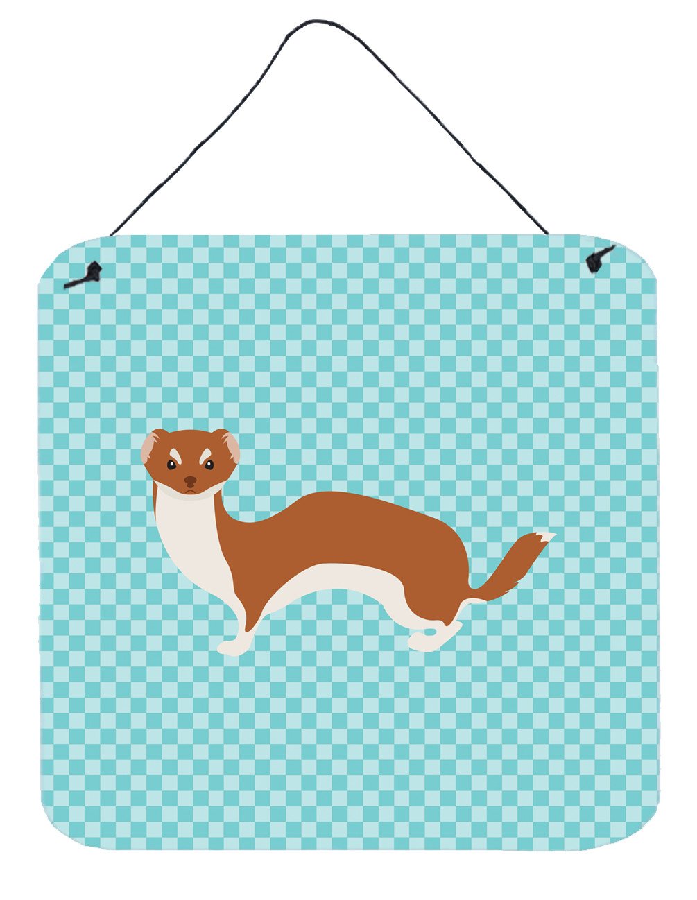 Weasel Blue Check Wall or Door Hanging Prints BB8044DS66 by Caroline's Treasures