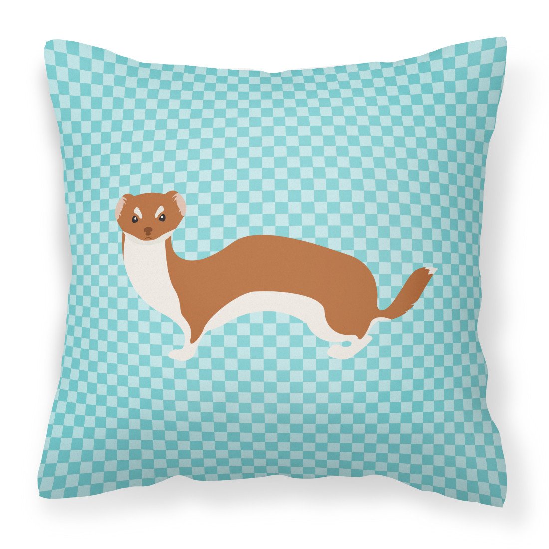 Weasel Blue Check Fabric Decorative Pillow BB8044PW1818 by Caroline&#39;s Treasures