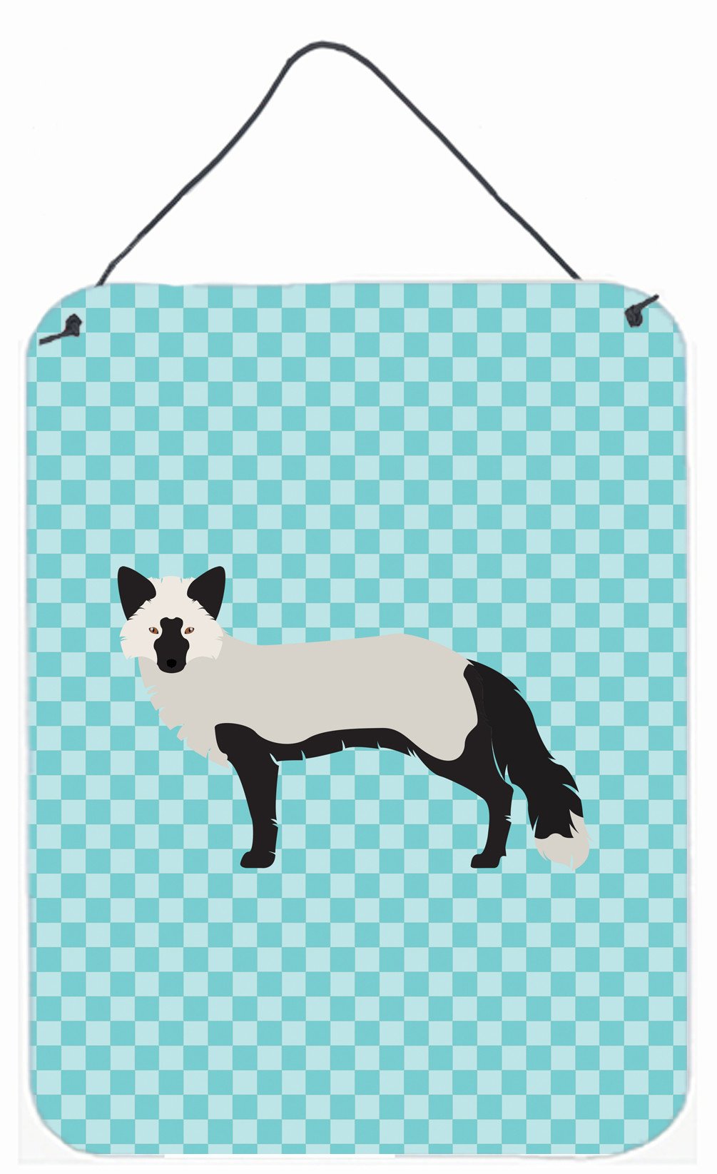 Silver Fox Blue Check Wall or Door Hanging Prints BB8045DS1216 by Caroline&#39;s Treasures