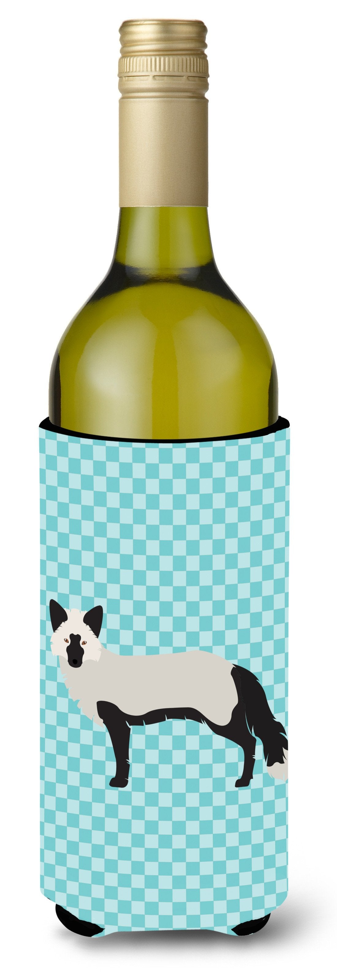 Silver Fox Blue Check Wine Bottle Beverge Insulator Hugger BB8045LITERK by Caroline's Treasures