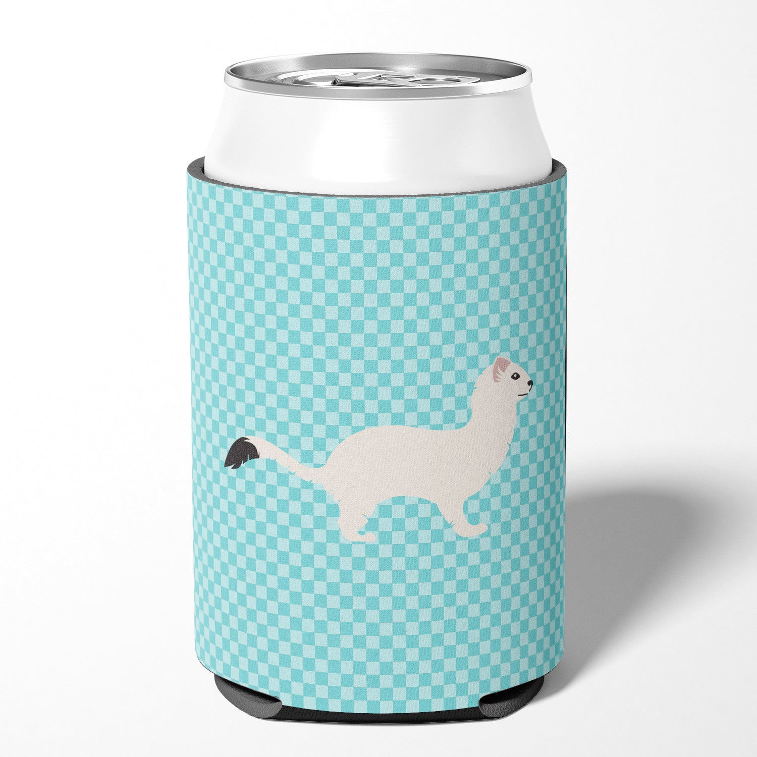 Stoat Short-tailed Weasel Blue Check Can or Bottle Hugger BB8046CC