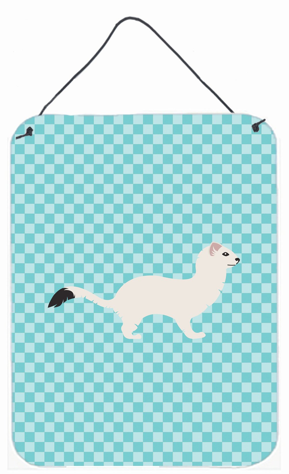 Stoat Short-tailed Weasel Blue Check Wall or Door Hanging Prints BB8046DS1216 by Caroline&#39;s Treasures