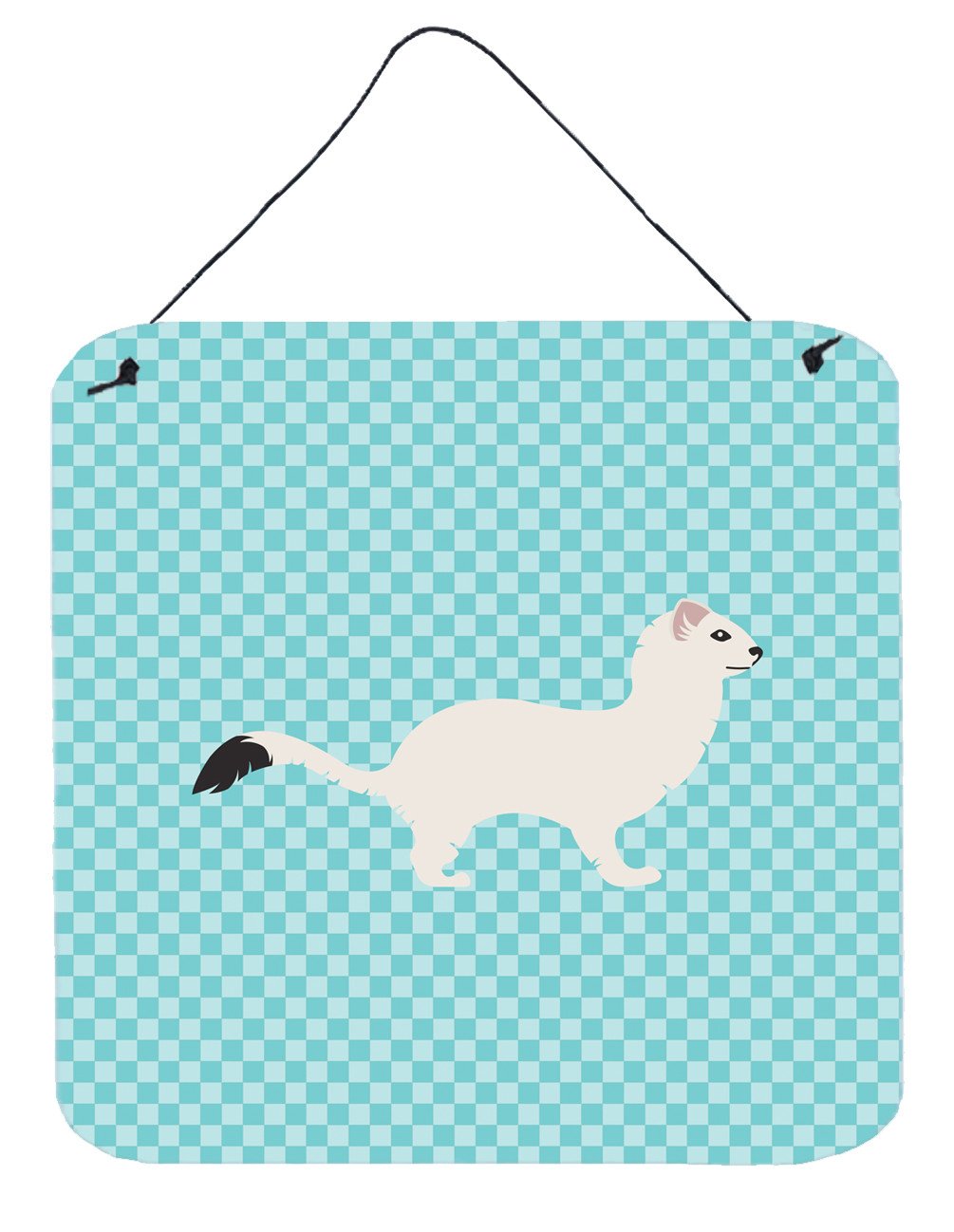 Stoat Short-tailed Weasel Blue Check Wall or Door Hanging Prints BB8046DS66 by Caroline&#39;s Treasures