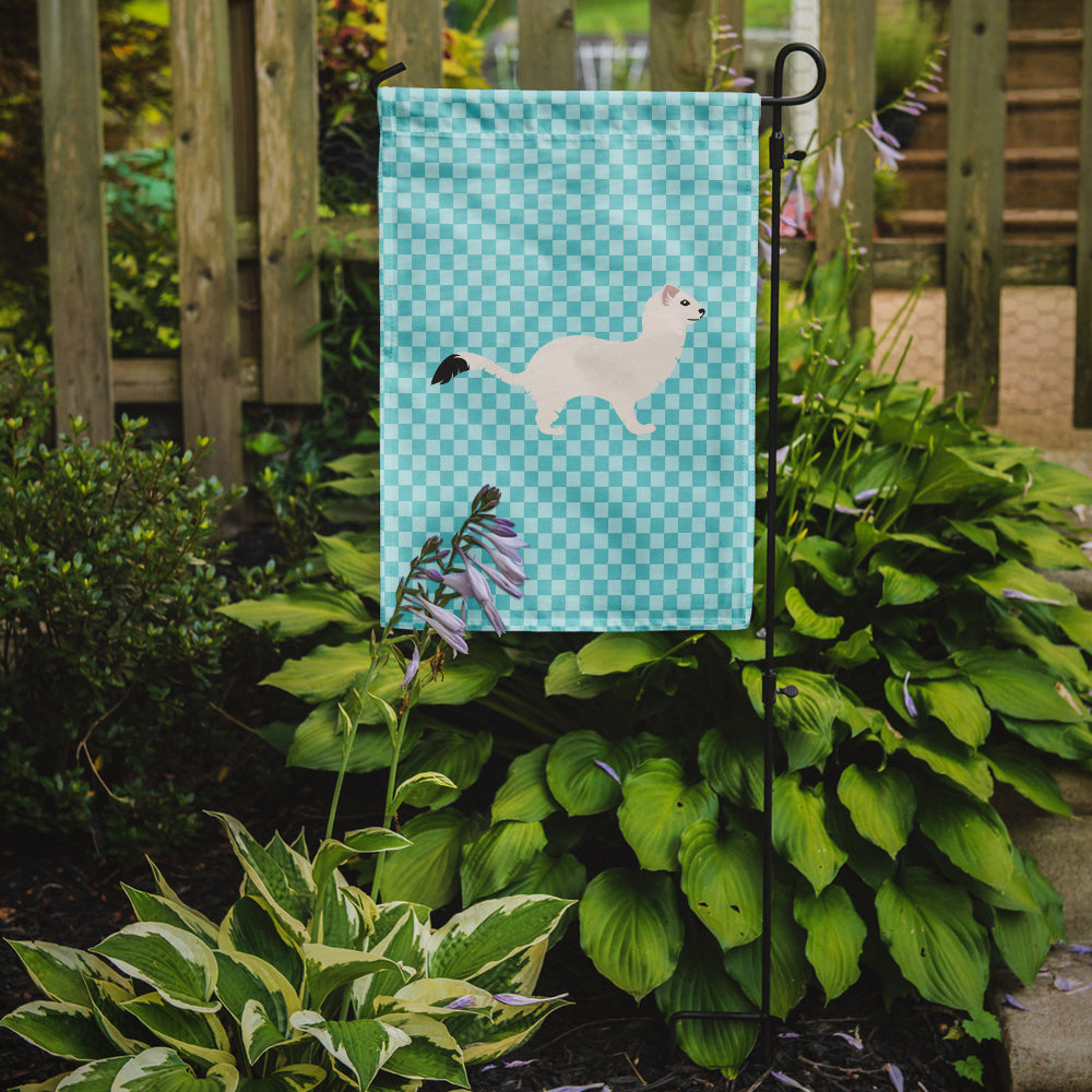 Stoat Short-tailed Weasel Blue Check Flag Garden Size  the-store.com.