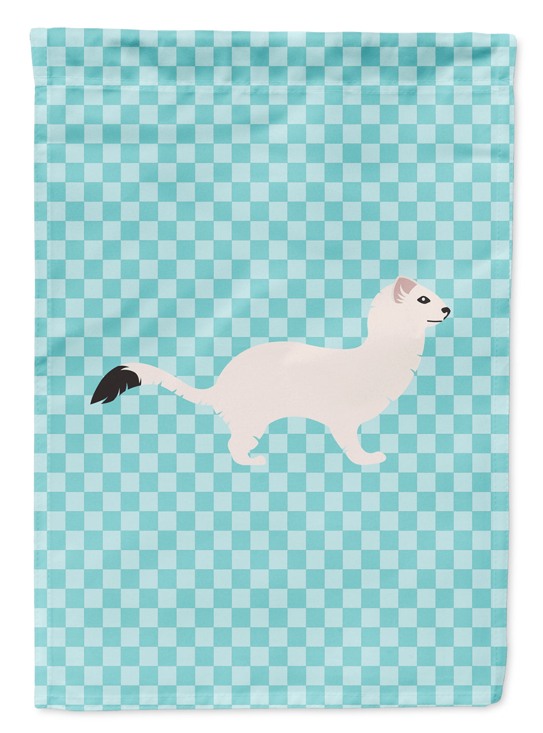 Stoat Short-tailed Weasel Blue Check Flag Garden Size  the-store.com.