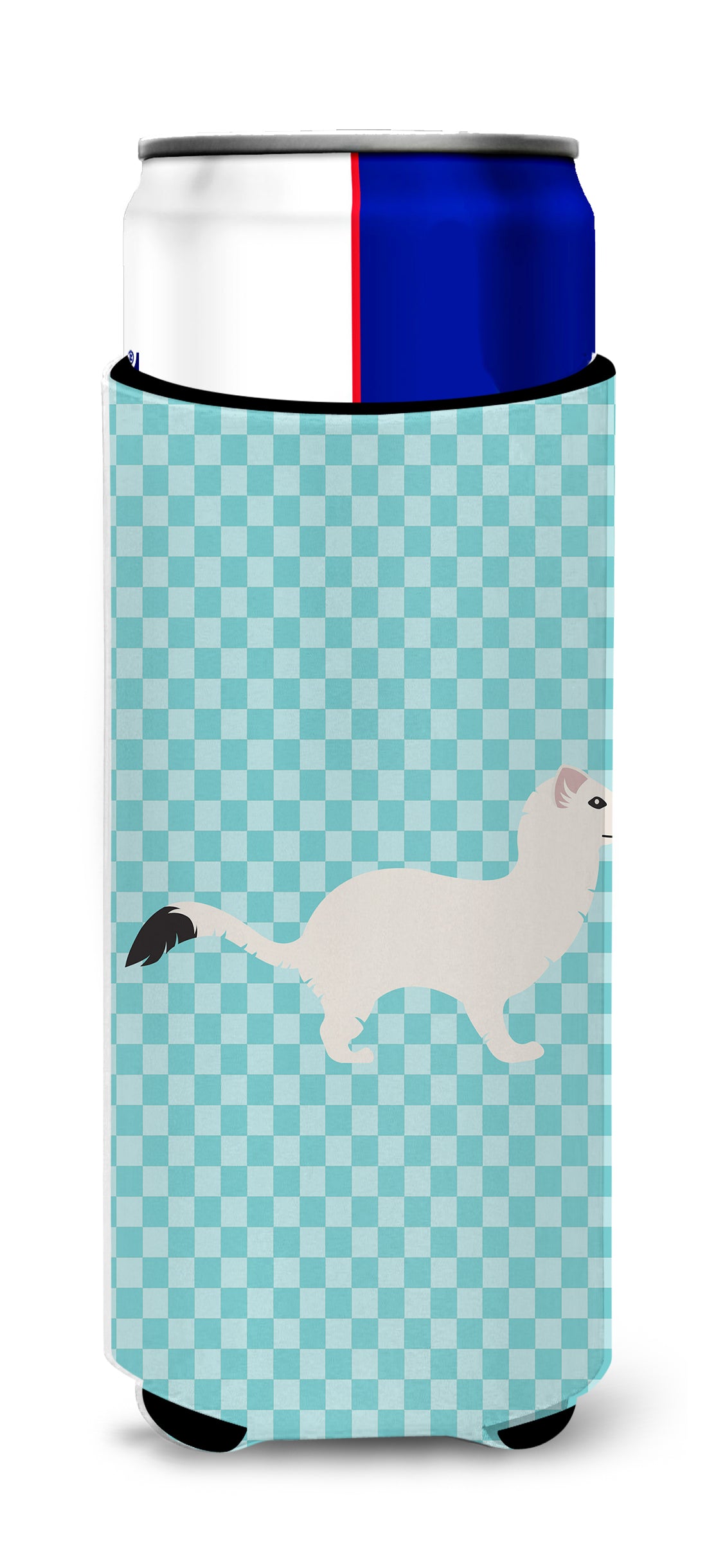 Stoat Short-tailed Weasel Blue Check  Ultra Hugger for slim cans  the-store.com.
