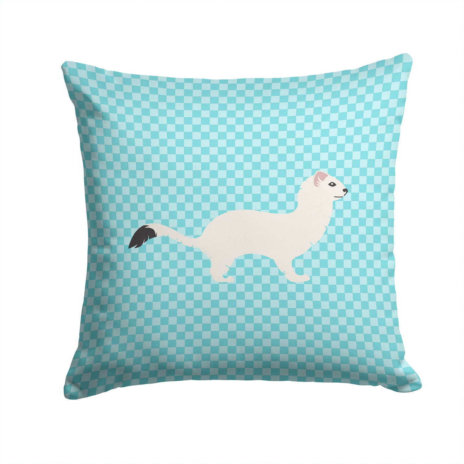 Stoat Short-tailed Weasel Blue Check Fabric Decorative Pillow BB8046PW1414 - the-store.com
