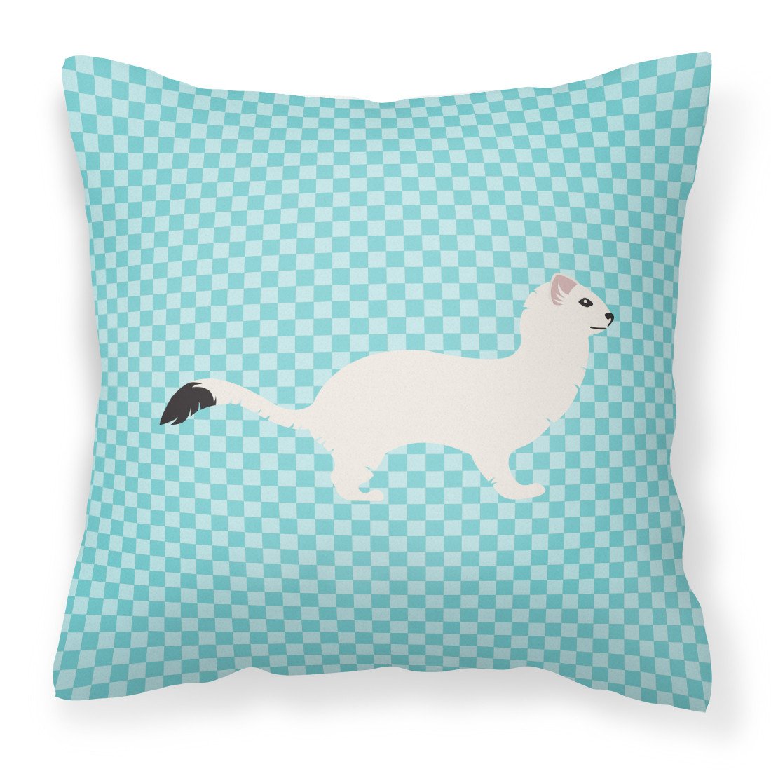 Stoat Short-tailed Weasel Blue Check Fabric Decorative Pillow BB8046PW1818 by Caroline's Treasures