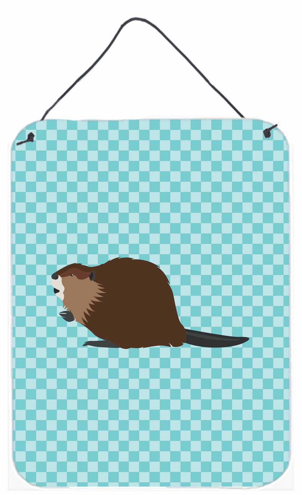 Eurasian Beaver Blue Check Wall or Door Hanging Prints BB8047DS1216 by Caroline's Treasures