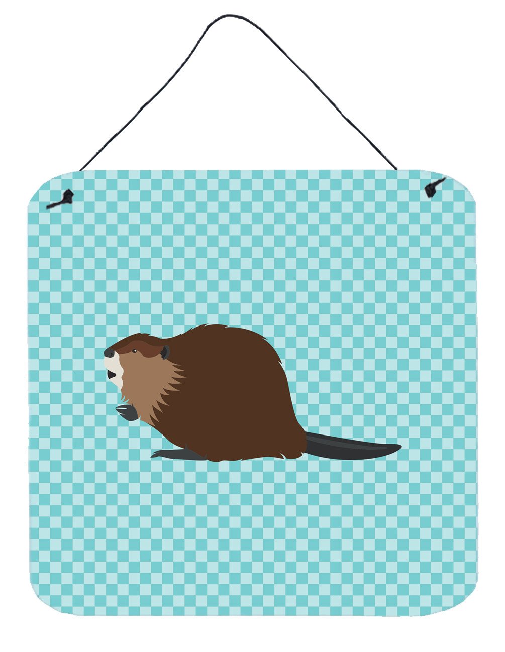Eurasian Beaver Blue Check Wall or Door Hanging Prints BB8047DS66 by Caroline's Treasures
