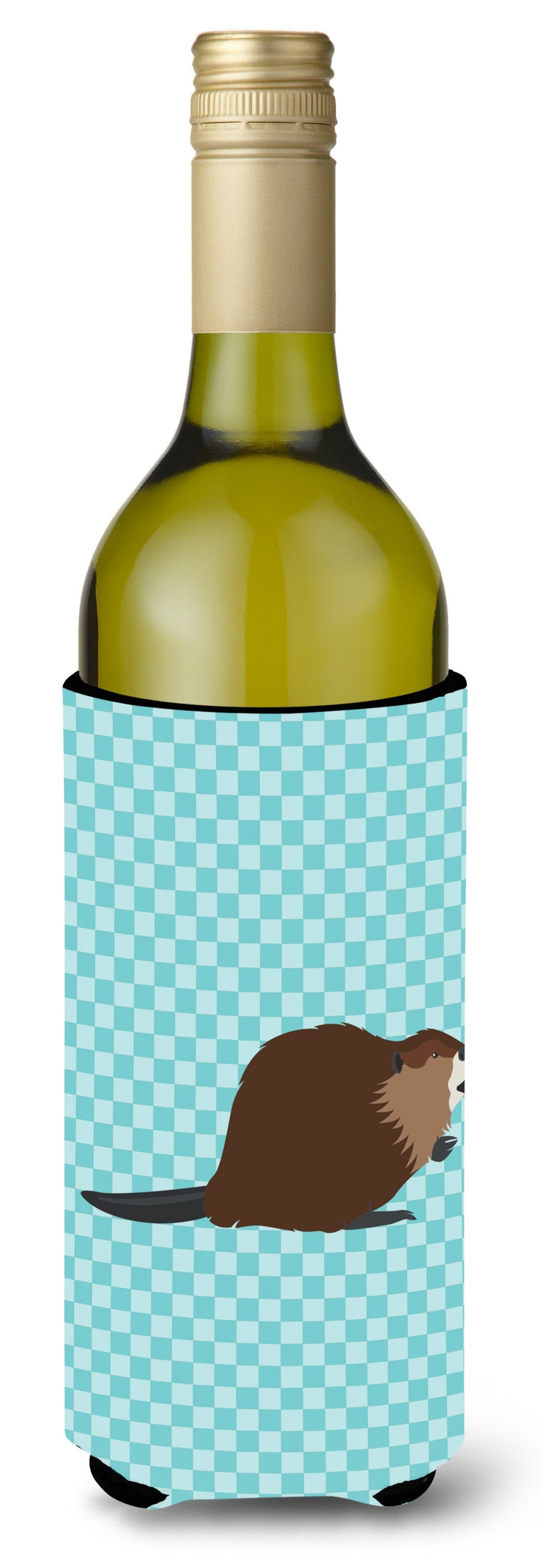 Eurasian Beaver Blue Check Wine Bottle Beverge Insulator Hugger BB8047LITERK by Caroline's Treasures