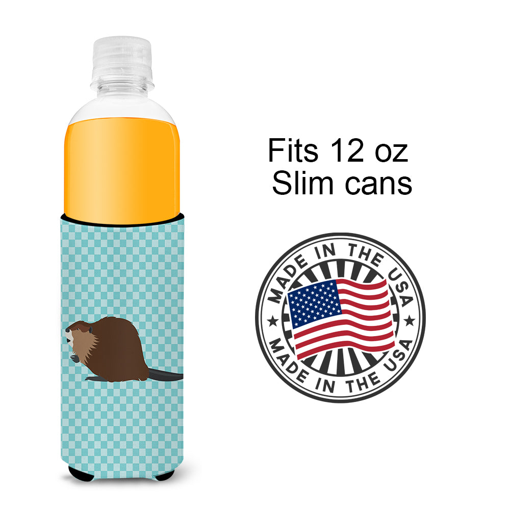 Eurasian Beaver Blue Check  Ultra Hugger for slim cans  the-store.com.