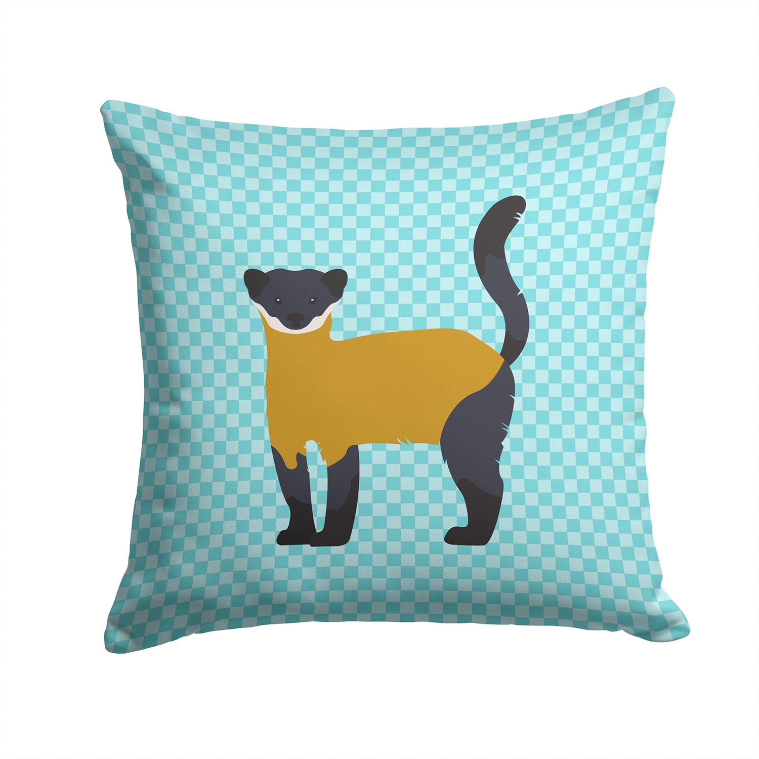 Yellow-Throated Marten Blue Check Fabric Decorative Pillow BB8048PW1414 - the-store.com