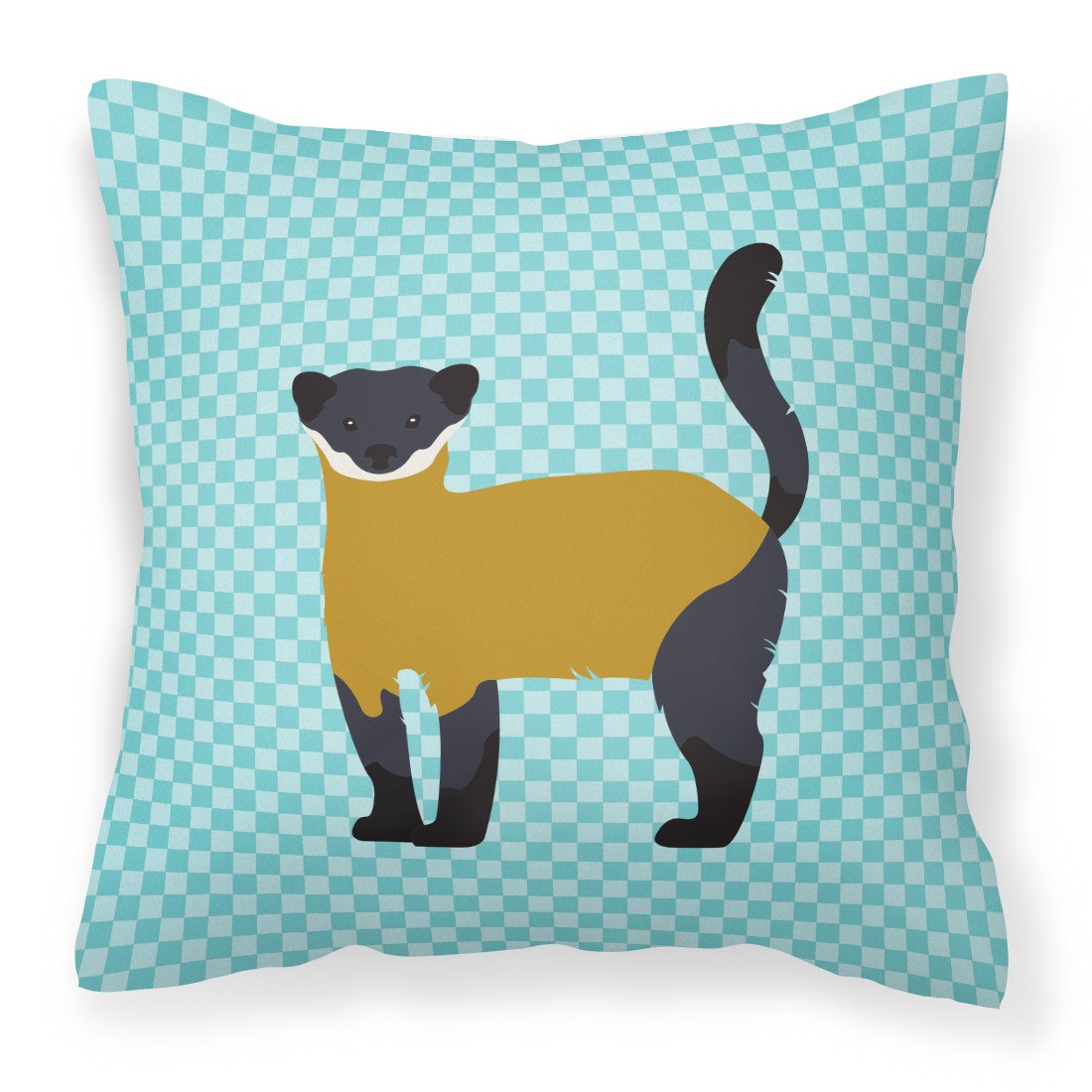 Yellow-Throated Marten Blue Check Fabric Decorative Pillow BB8048PW1818 by Caroline's Treasures
