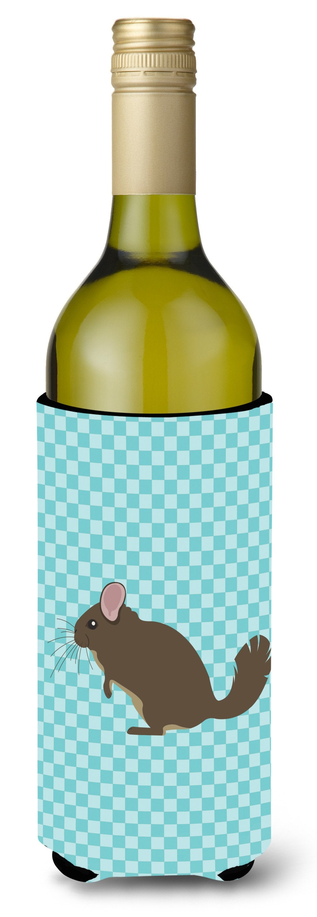 Chinchilla Blue Check Wine Bottle Beverge Insulator Hugger BB8049LITERK by Caroline&#39;s Treasures