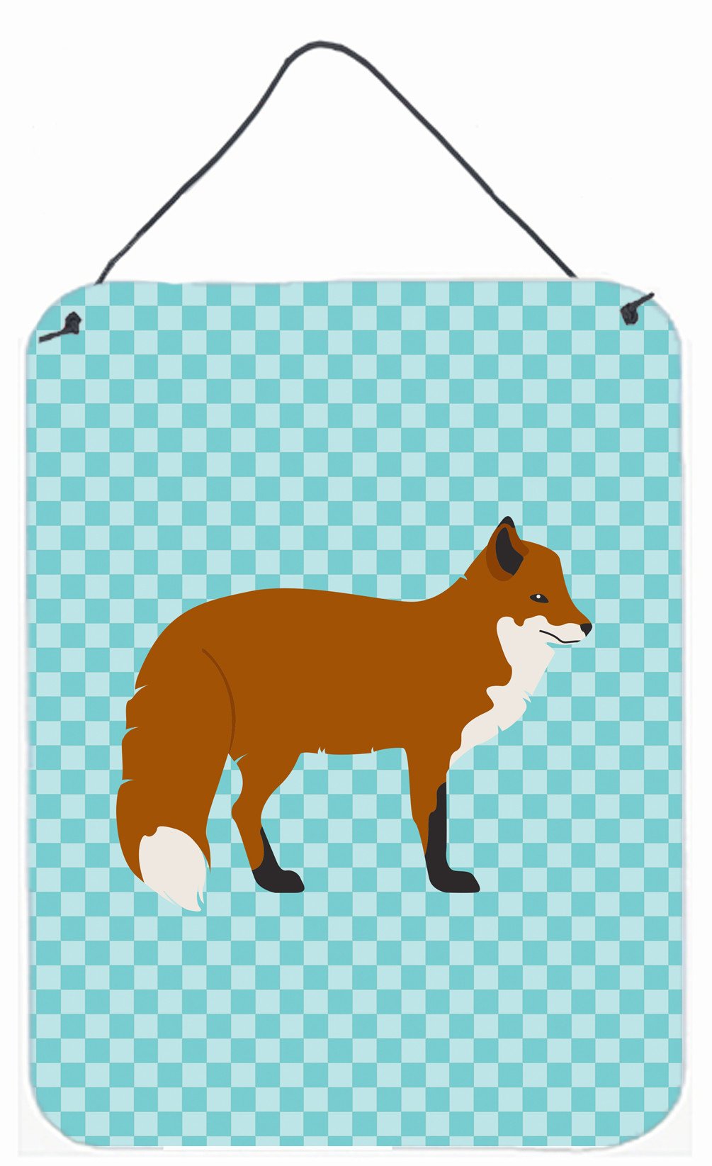Red Fox Blue Check Wall or Door Hanging Prints BB8050DS1216 by Caroline&#39;s Treasures