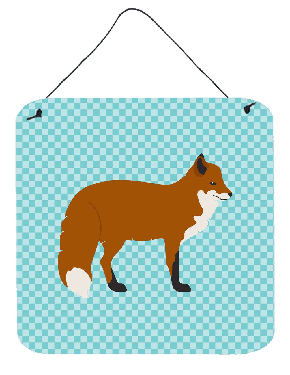 Red Fox Blue Check Wall or Door Hanging Prints BB8050DS66 by Caroline&#39;s Treasures