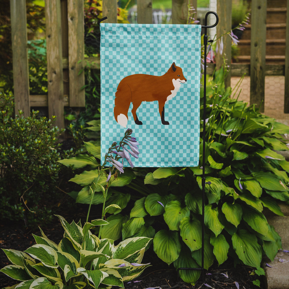 Caroline's Treasures Red Fox Blue Check Garden Flag - Outdoor Decorative Yard Flag