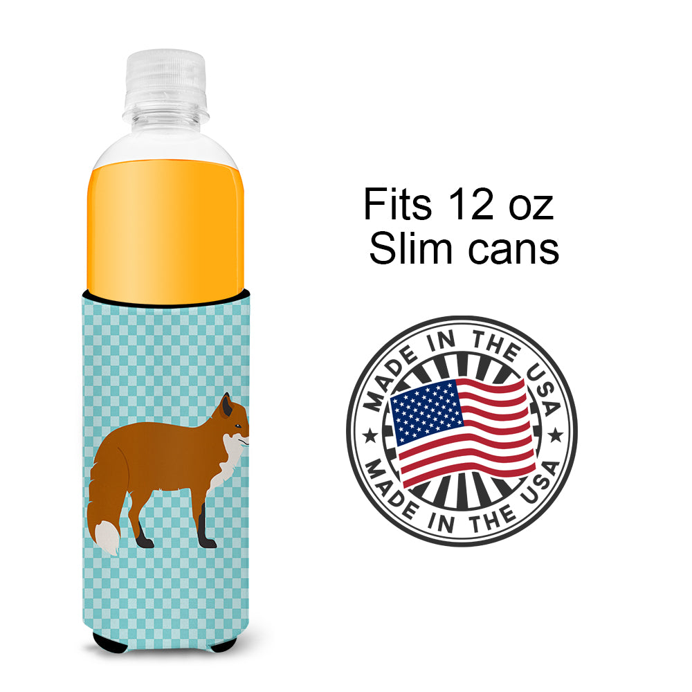 Red Fox Blue Check  Ultra Hugger for slim cans