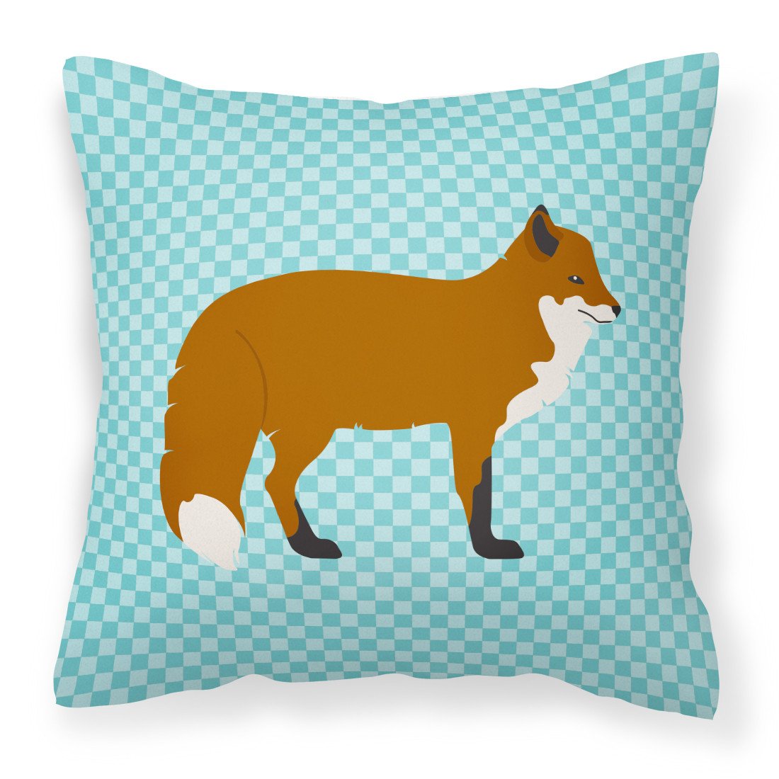 Red Fox Blue Check Fabric Decorative Pillow BB8050PW1818 by Caroline&#39;s Treasures