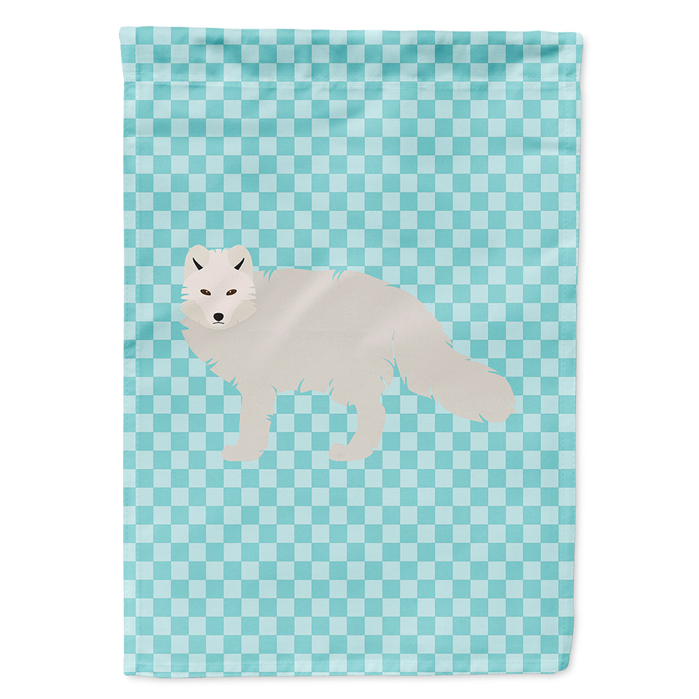White Arctic Fox Blue Check Flag Canvas House Size BB8051CHF