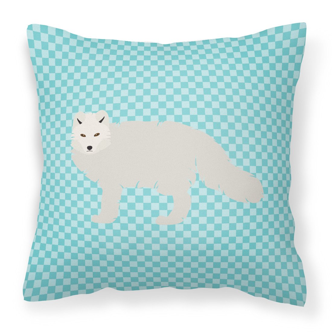 White Arctic Fox Blue Check Fabric Decorative Pillow BB8051PW1818 by Caroline&#39;s Treasures