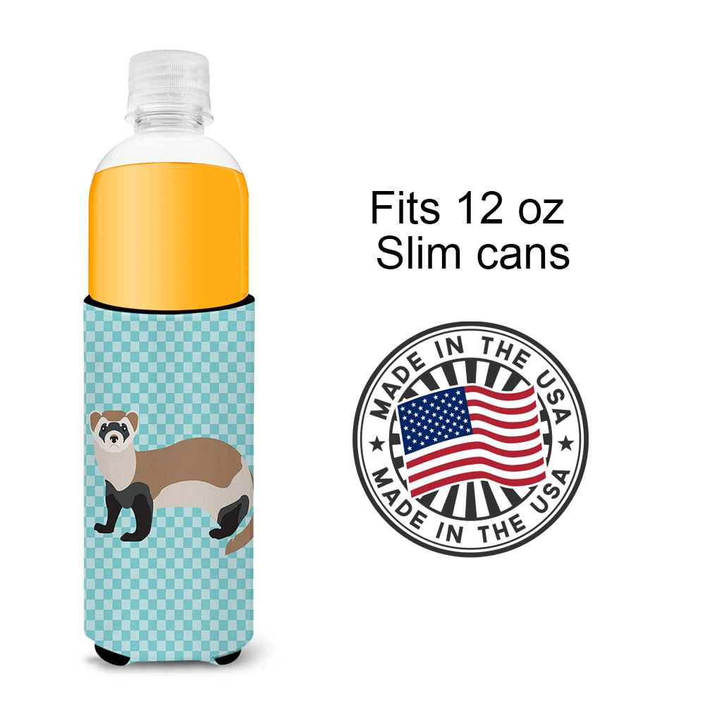 Ferret Blue Check  Ultra Hugger for slim cans  the-store.com.