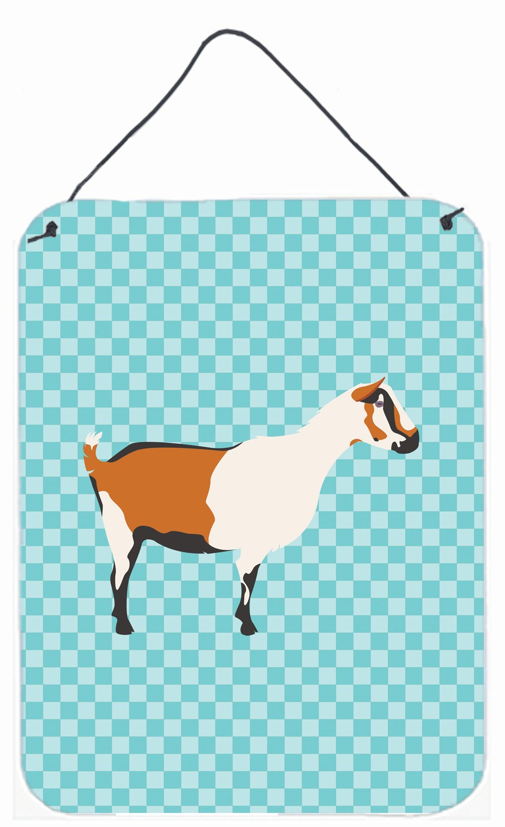 Alpine Goat Blue Check Wall or Door Hanging Prints BB8054DS1216 by Caroline's Treasures