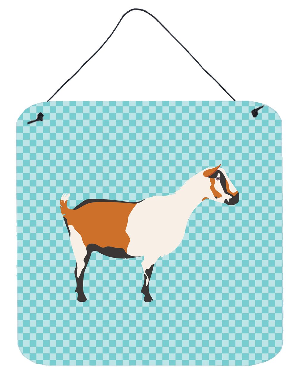 Alpine Goat Blue Check Wall or Door Hanging Prints BB8054DS66 by Caroline&#39;s Treasures