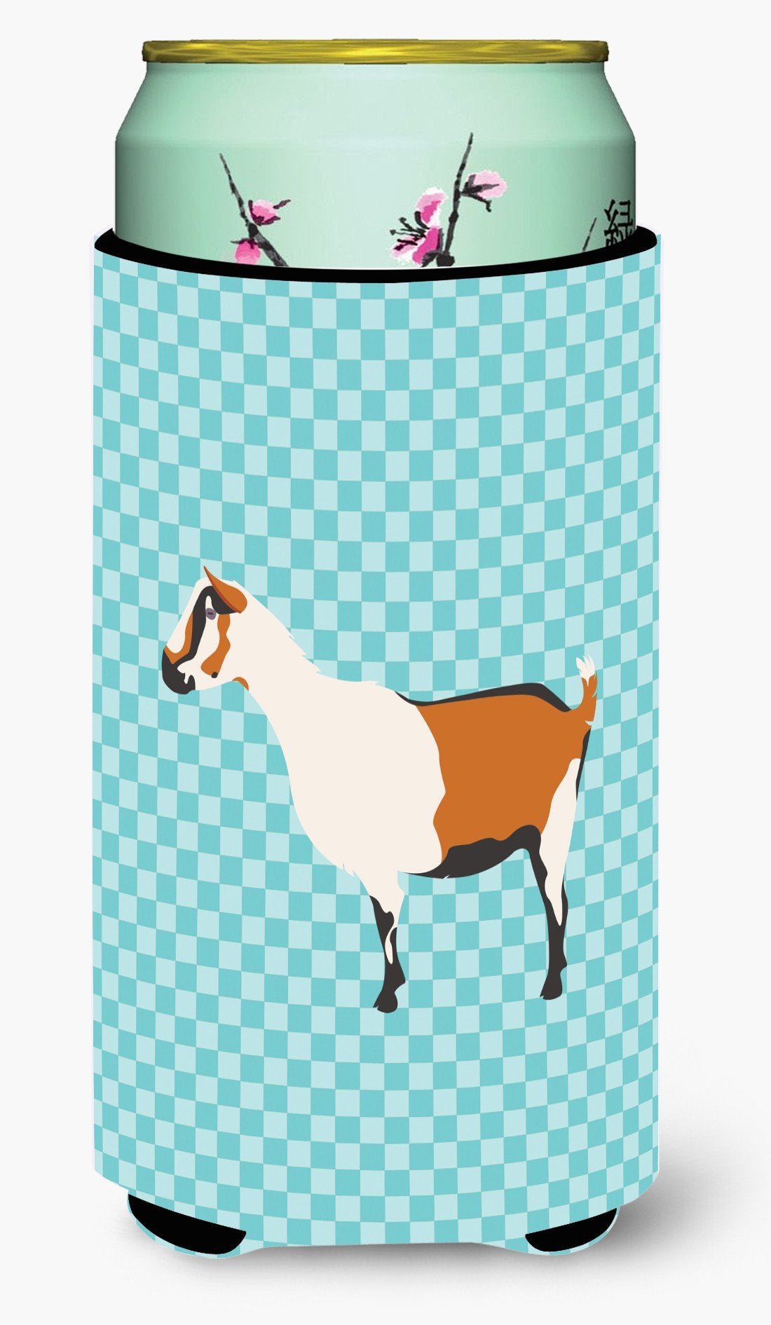 Alpine Goat Blue Check Tall Boy Beverage Insulator Hugger BB8054TBC by Caroline&#39;s Treasures