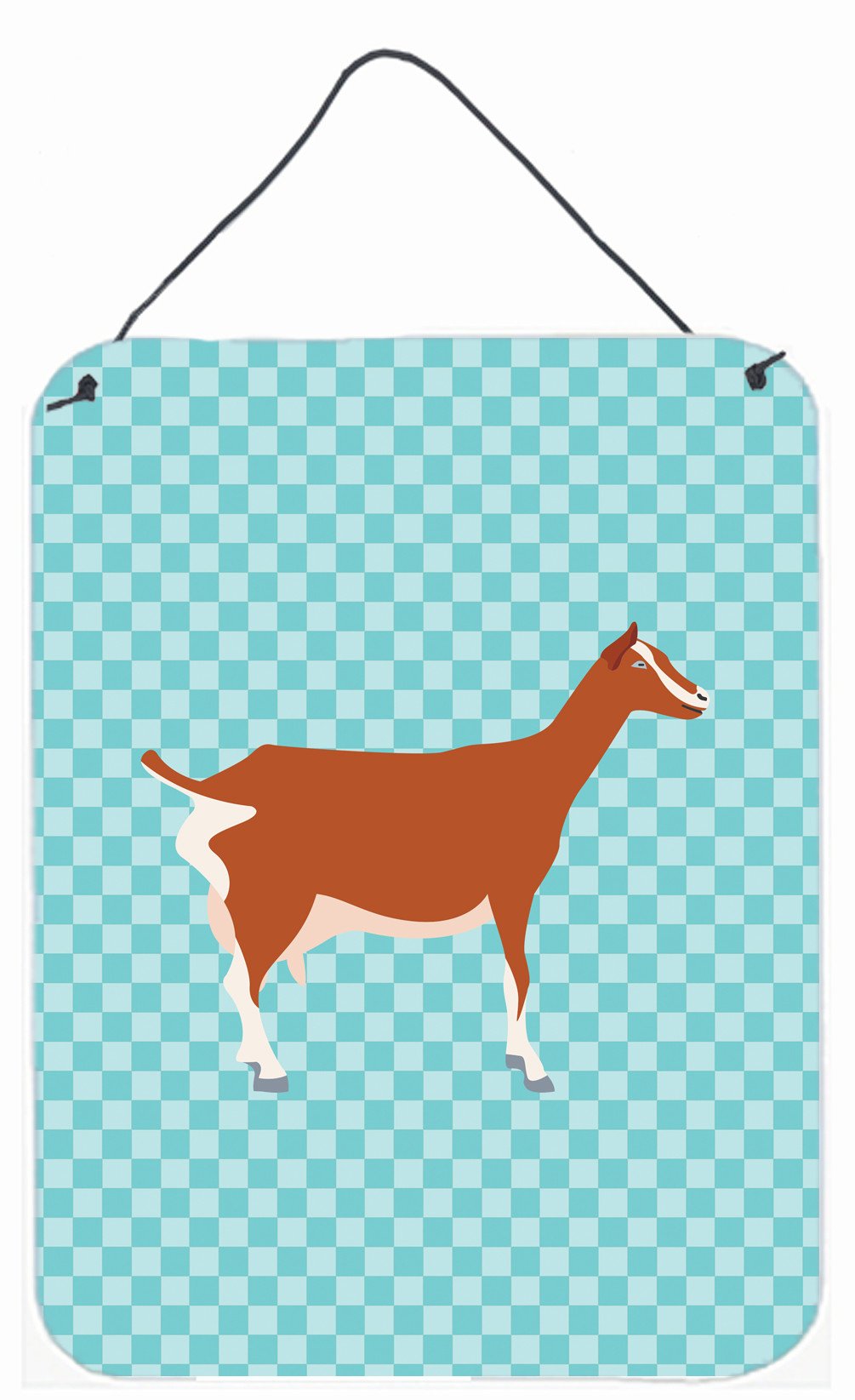 Toggenburger Goat Blue Check Wall or Door Hanging Prints BB8055DS1216 by Caroline's Treasures