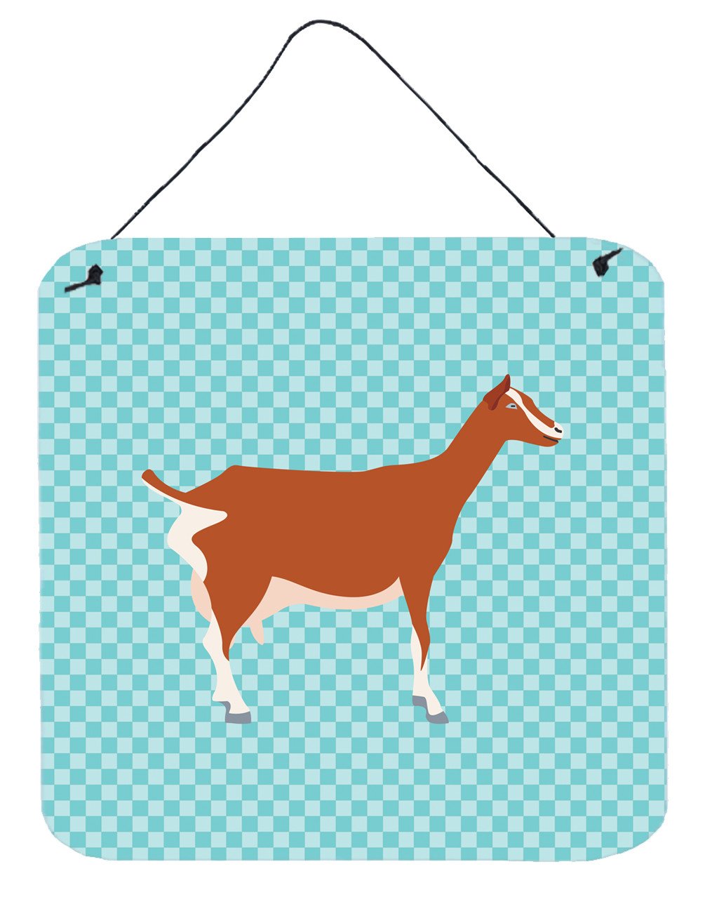 Toggenburger Goat Blue Check Wall or Door Hanging Prints BB8055DS66 by Caroline&#39;s Treasures
