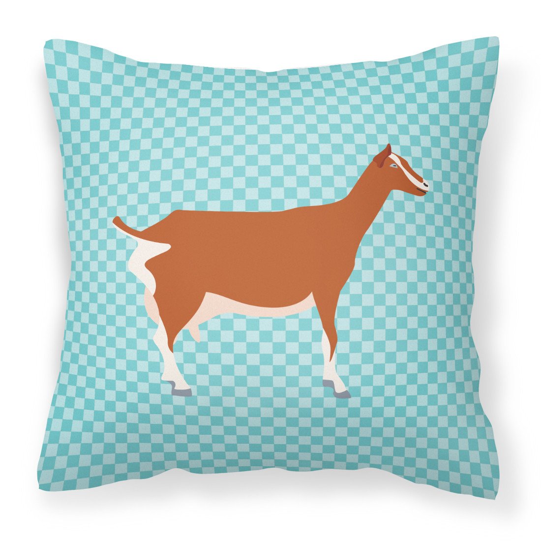 Toggenburger Goat Blue Check Fabric Decorative Pillow BB8055PW1818 by Caroline&#39;s Treasures