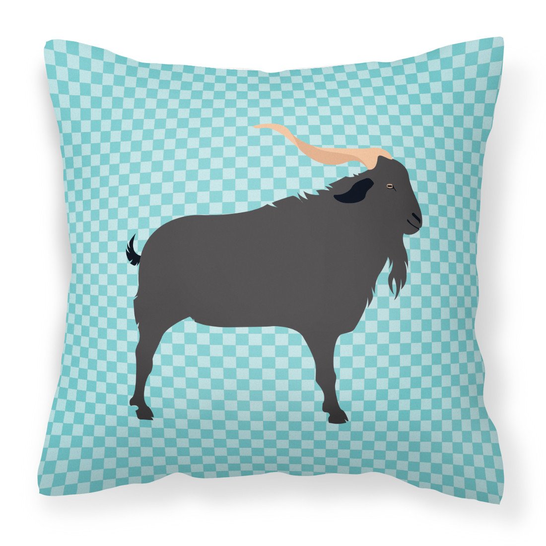 Verata Goat Blue Check Fabric Decorative Pillow BB8056PW1818 by Caroline&#39;s Treasures