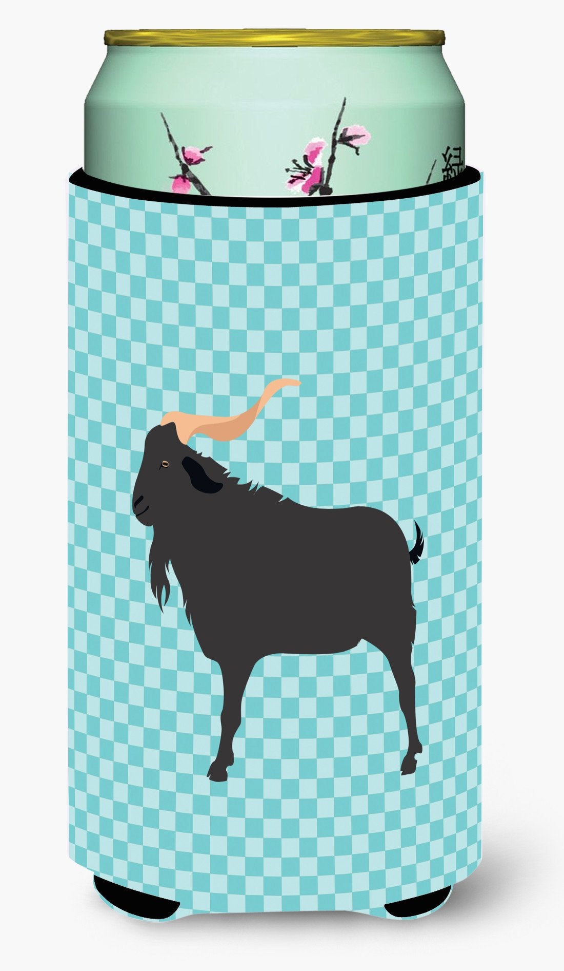 Verata Goat Blue Check Tall Boy Beverage Insulator Hugger BB8056TBC by Caroline&#39;s Treasures