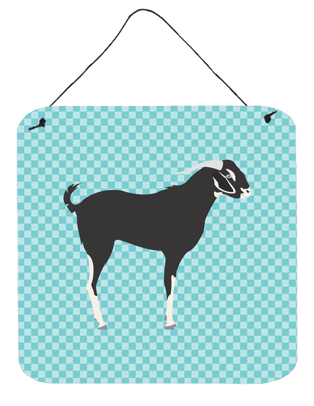 Black Bengal Goat Blue Check Wall or Door Hanging Prints BB8058DS66 by Caroline&#39;s Treasures